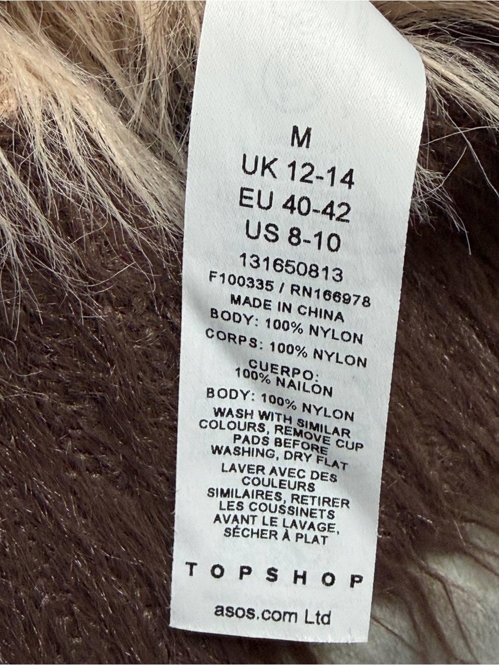 Topshop Womens M Shaggy Fuzzy Sweater Brown Cream Stripe Fluffy Y2K Oversized - Picture 14 of 15